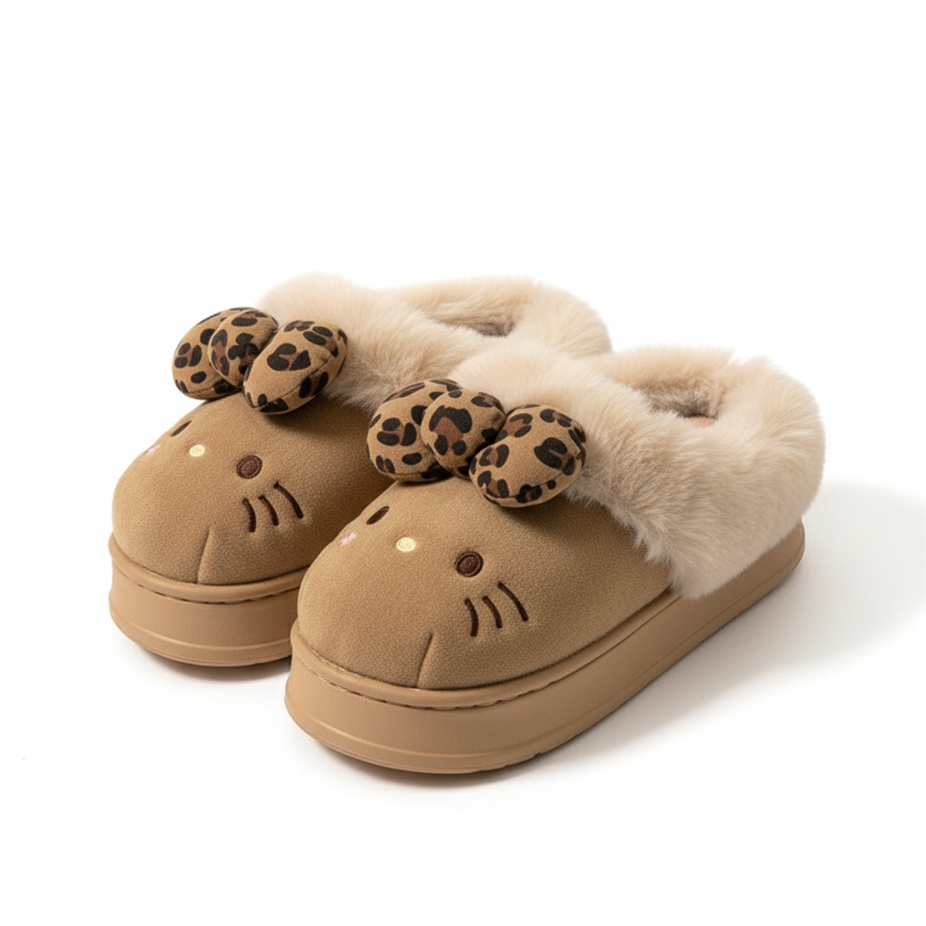 Hello Kitty Slippers Sanrio Anime Cute Women Plush Slippers Kawaii Y2K Autumn Winter Height Increase Cotton Shoes Home Shoe Gift